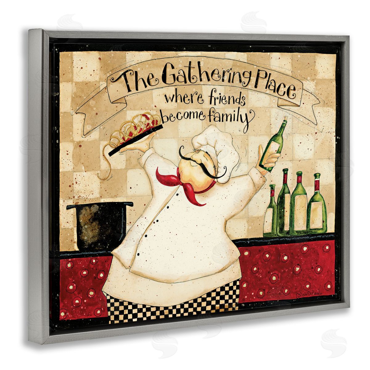 Dan DiPaolo The Gathering Place Vintage Chef Gray Floater Frame Canvas Art