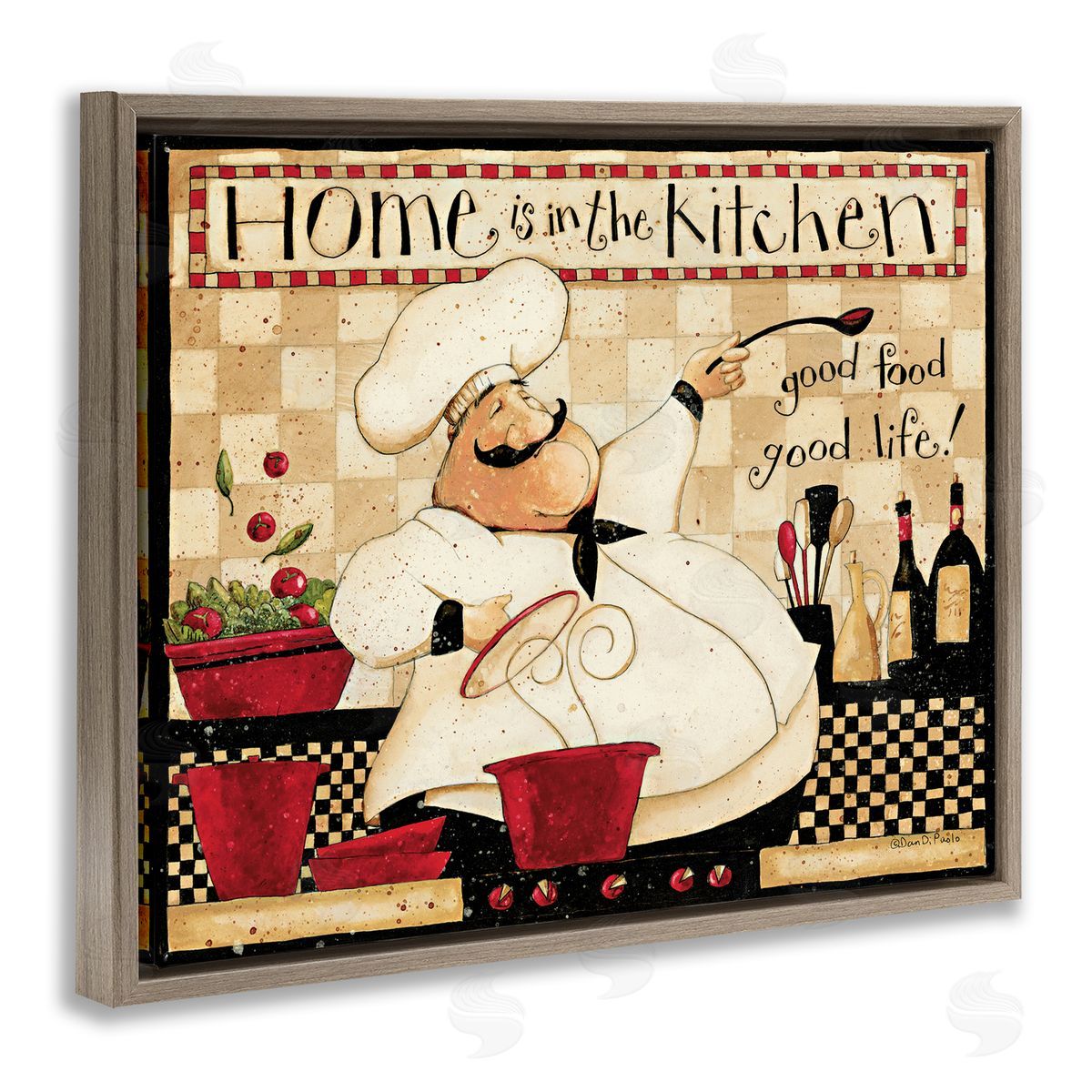 Dan DiPaolo Home is the Kitchen Vintage Chef Brown Floater Frame Canvas Art
