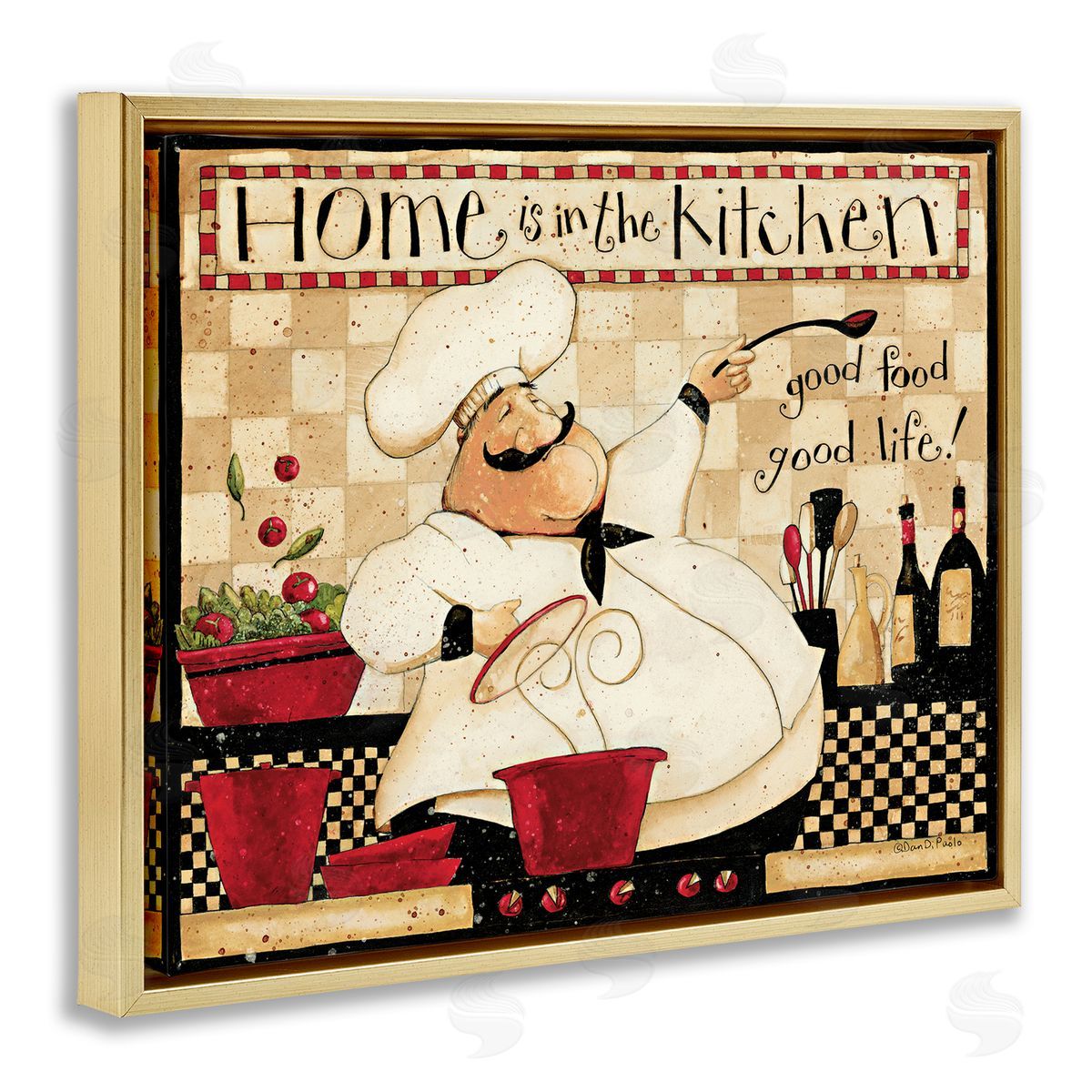 Dan DiPaolo Home is the Kitchen Vintage Chef Gold Floater Frame Canvas Art