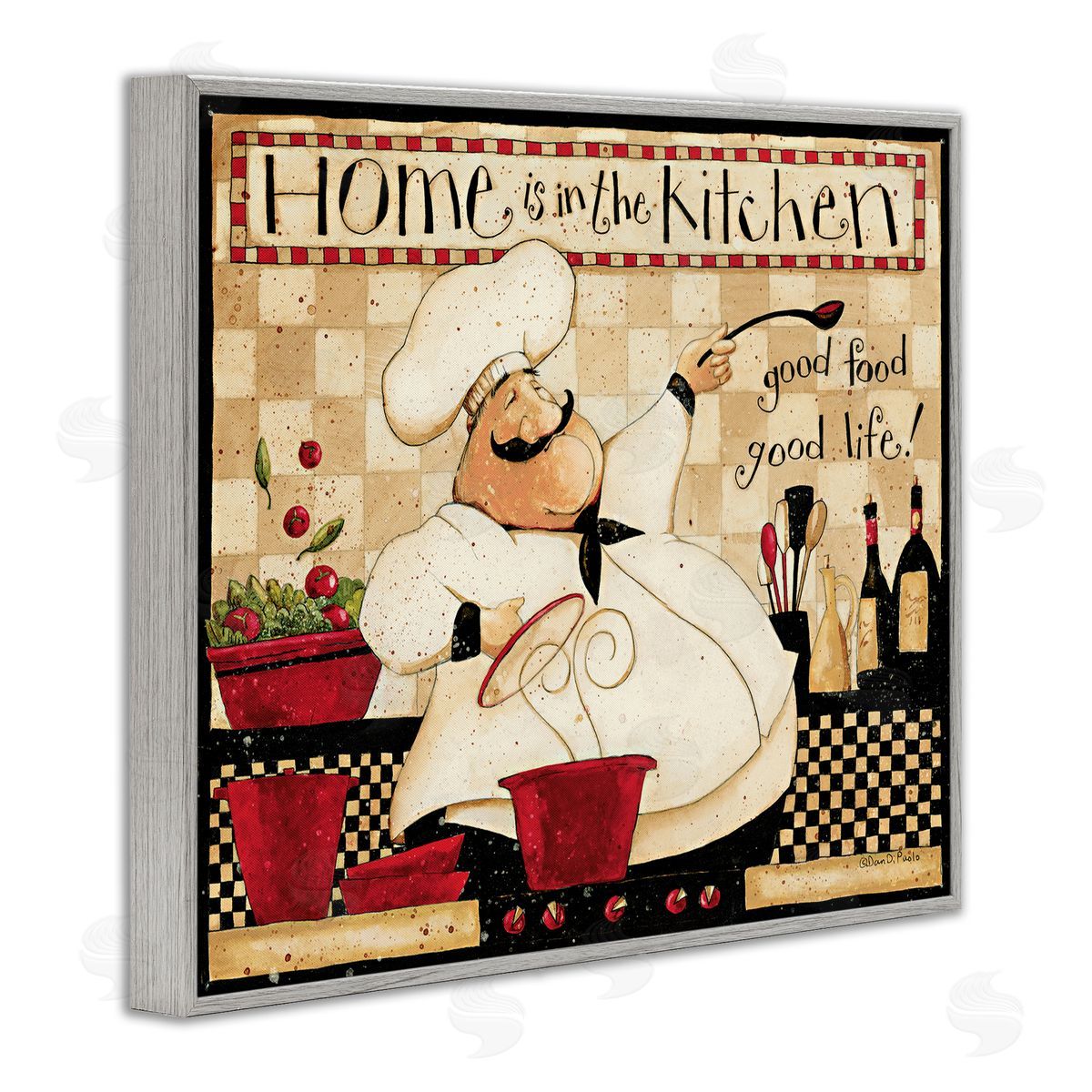 Dan DiPaolo Home is the Kitchen Vintage Chef Gray Framed Giclee Wall Art