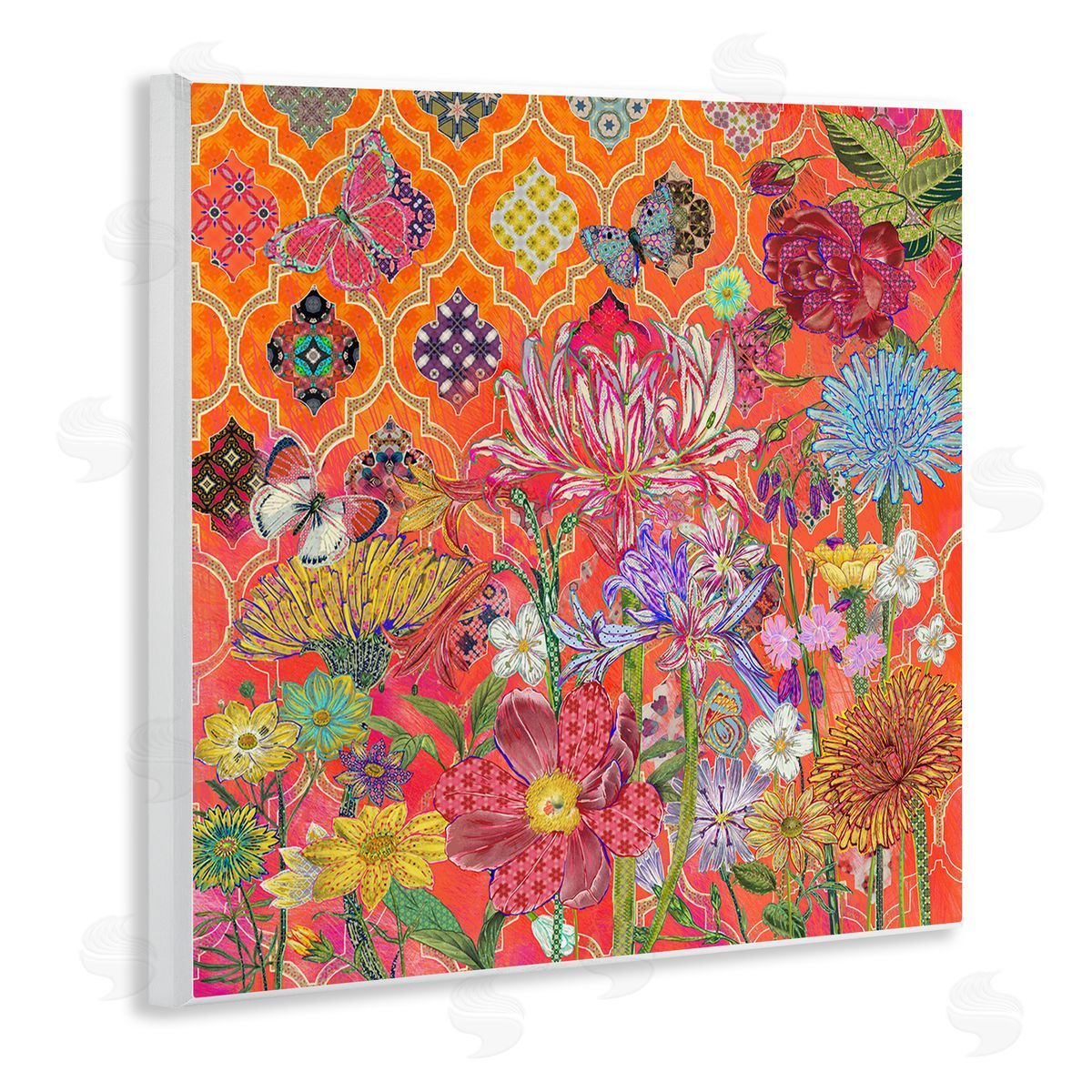 Sangita Bachelet Warm Arabesque Geometric Pattern Florals Wall Plaque Art