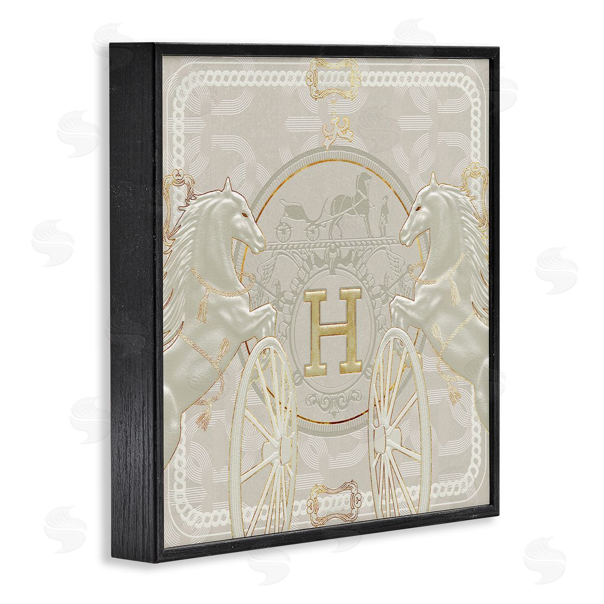 Ziwei Li Regal Horses Fashion Brand White Gold Black Framed Giclee Wall Art