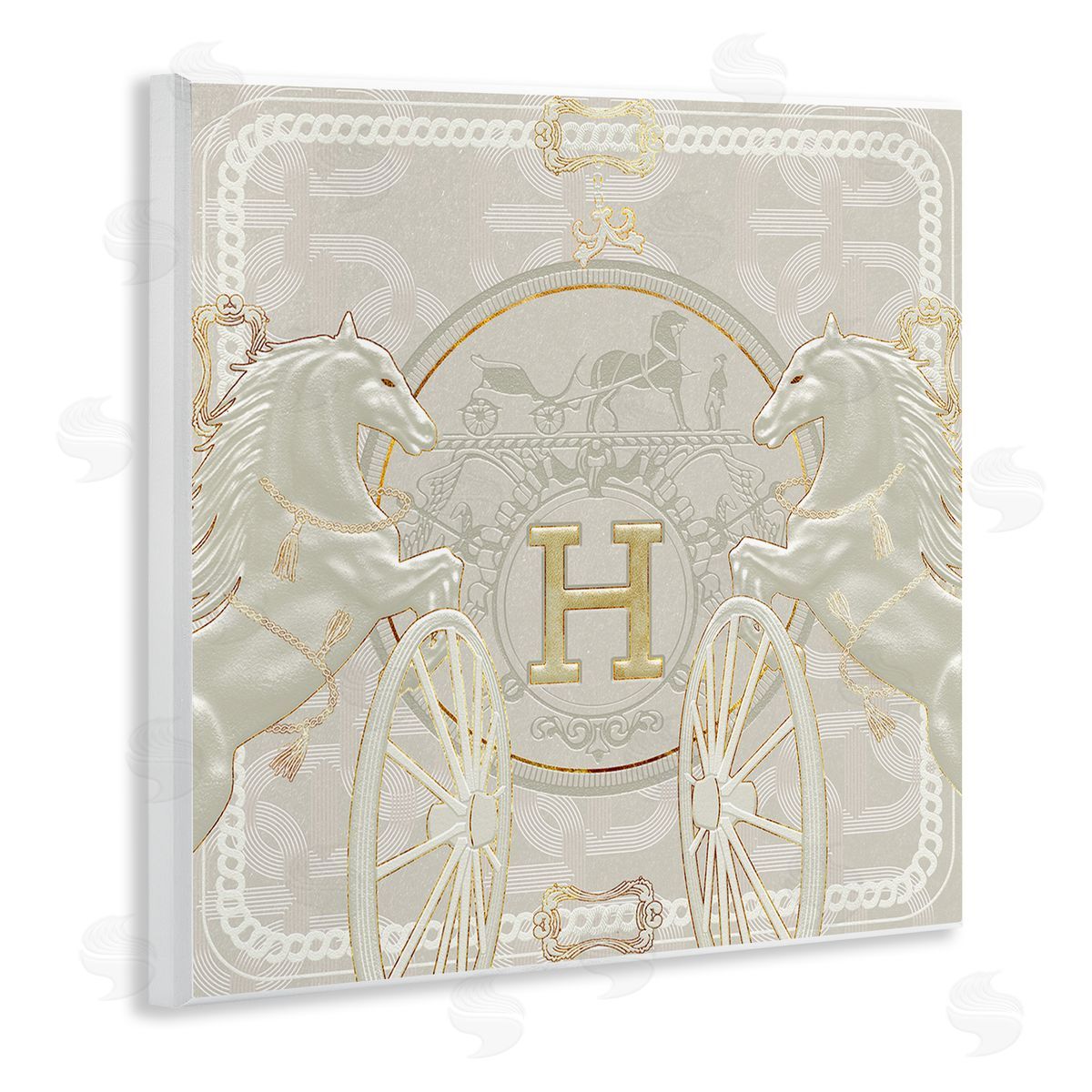 Ziwei Li Regal Horses Fashion Brand White Gold Wall Plaque Art