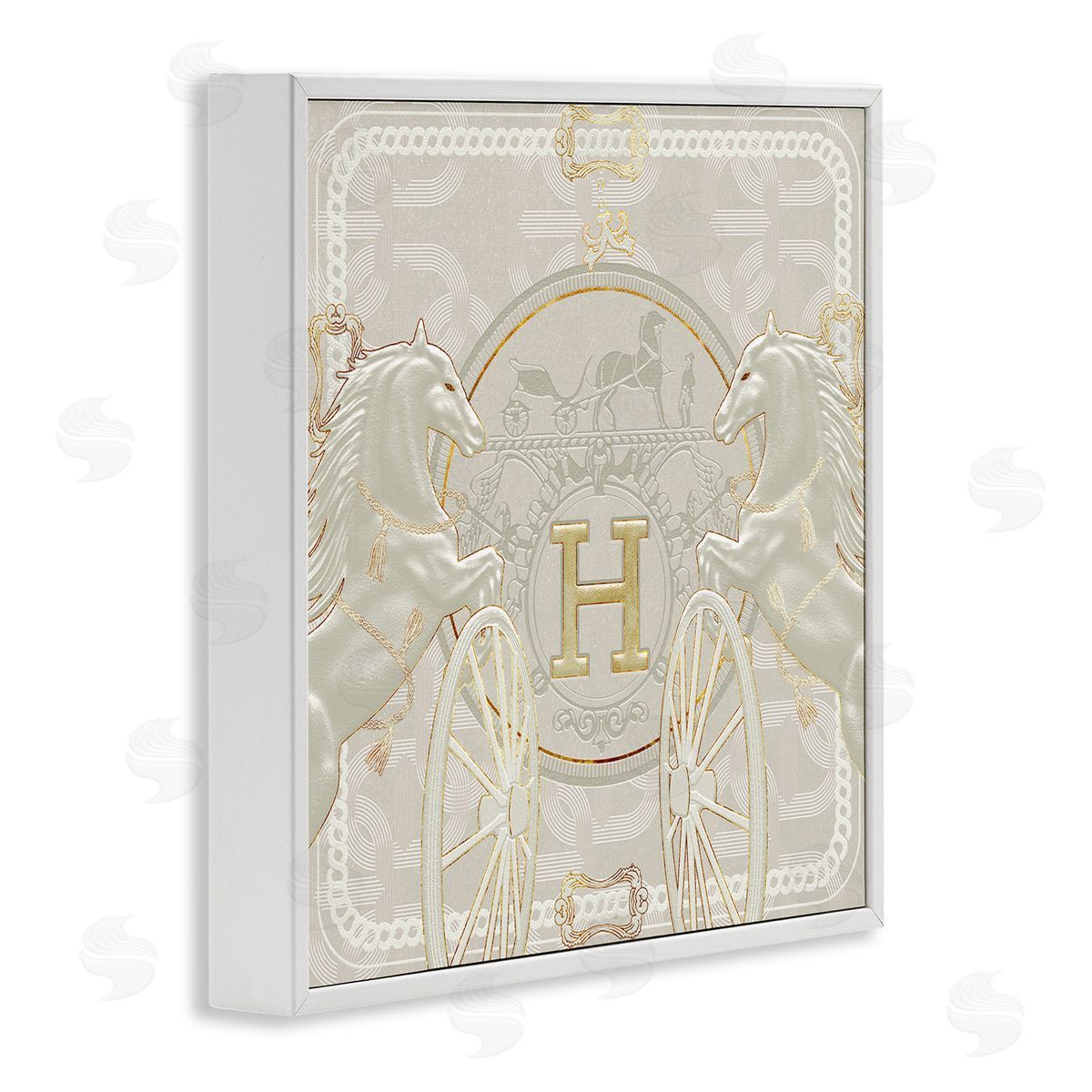 Ziwei Li Regal Horses Fashion Brand White Gold White Framed Giclee Wall Art