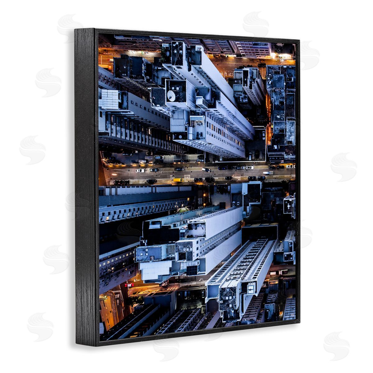 PhotoINC. Studio City Lights Buildings from Above Black Framed Giclee Wall Art