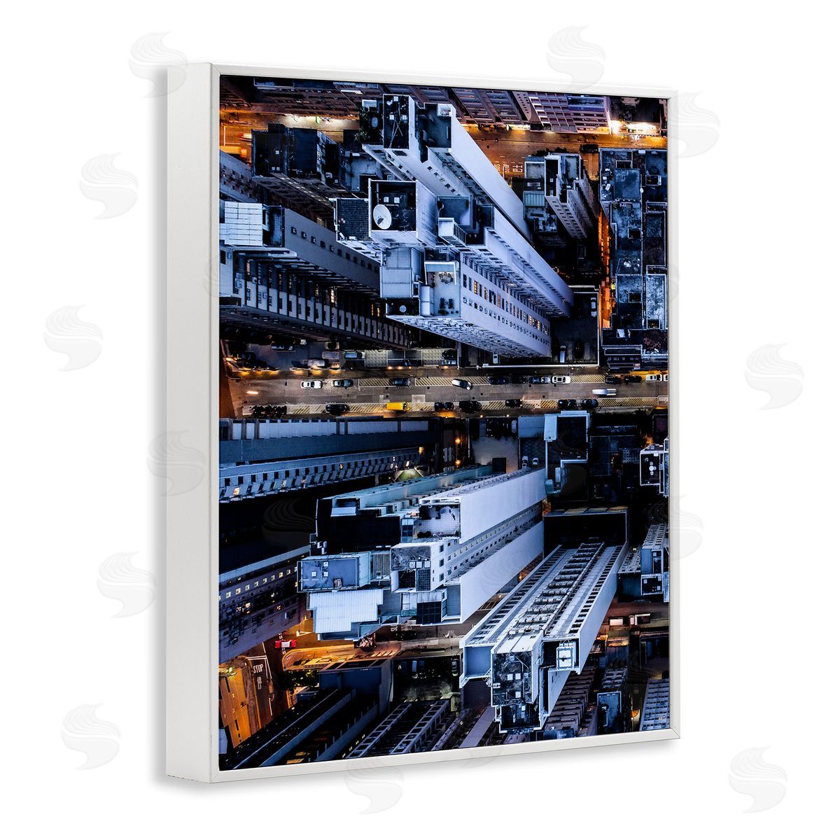 PhotoINC. Studio City Lights Buildings from Above White Framed Giclee Wall Art