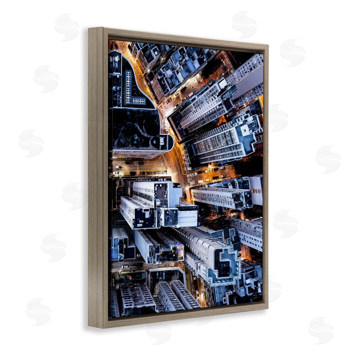 PhotoINC. Studio City Streets Aerial Building Architecture Brown Floater Frame Canvas Art