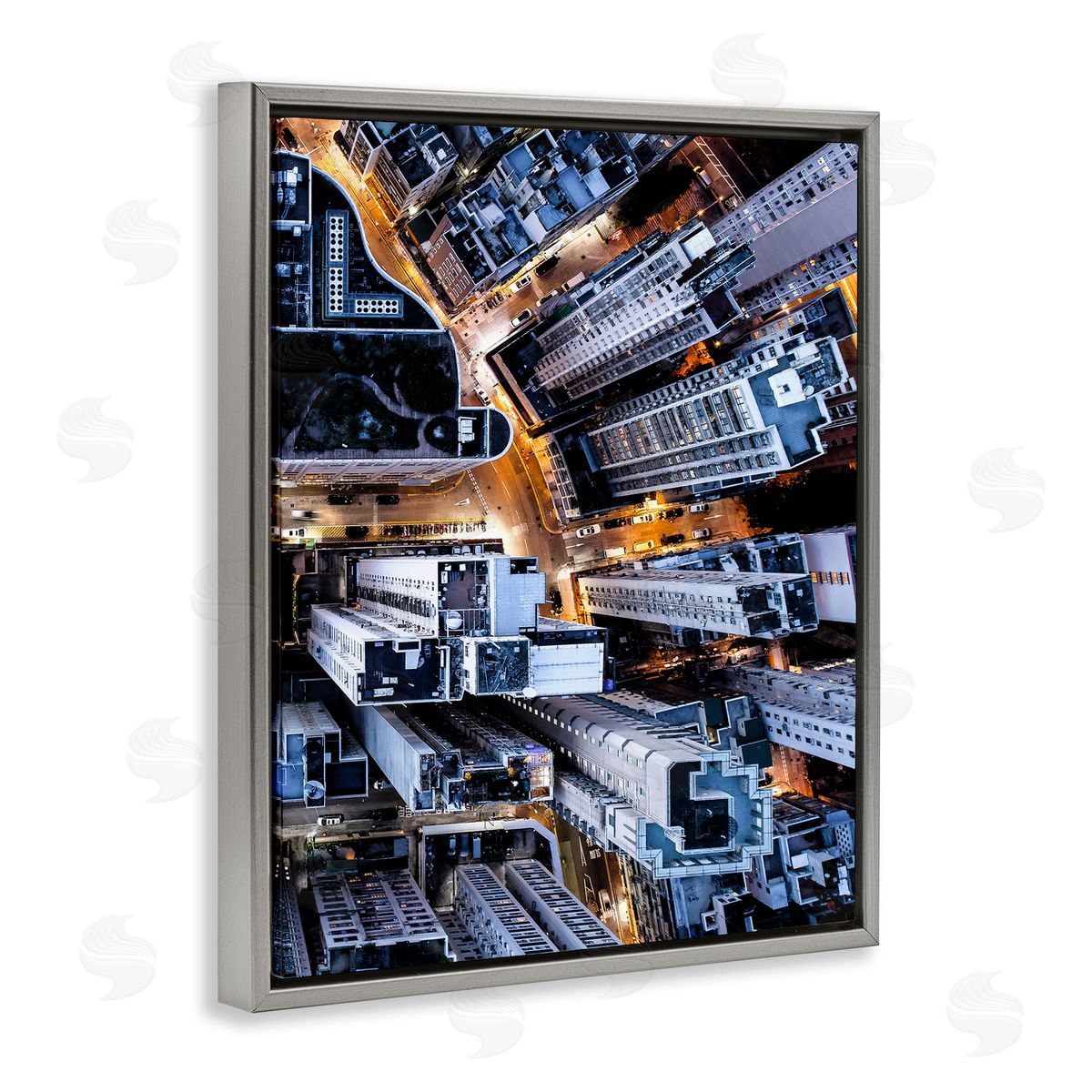 PhotoINC. Studio City Streets Aerial Building Architecture Gray Floater Frame Canvas Art