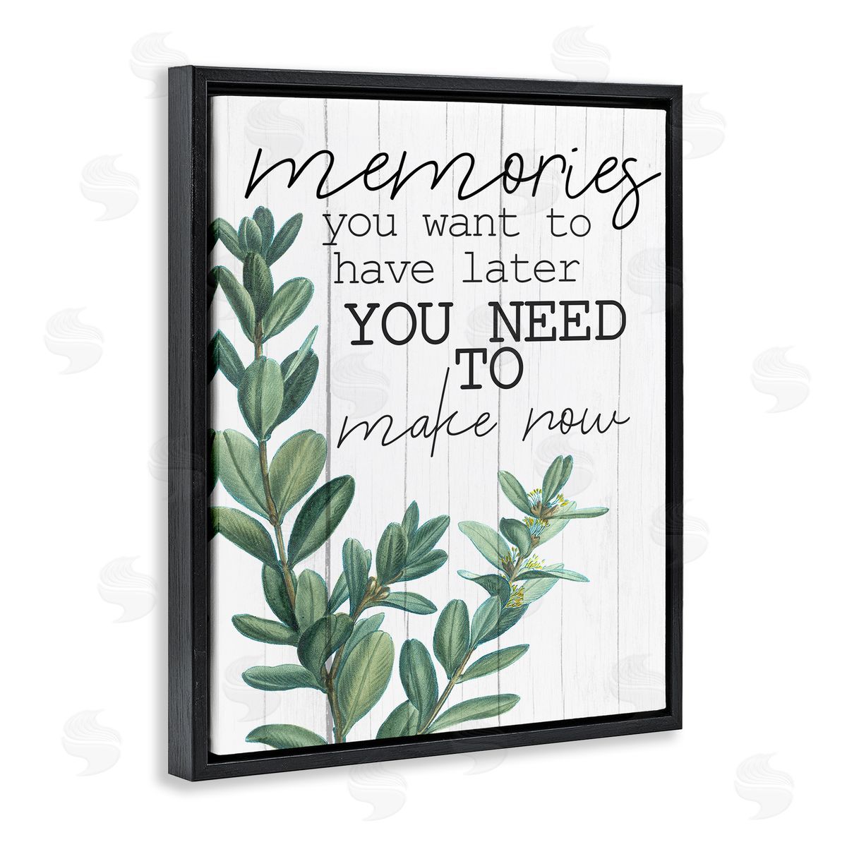 Kim Allen Make Memories Now Rustic Green Plant Black Floater Frame Canvas Art