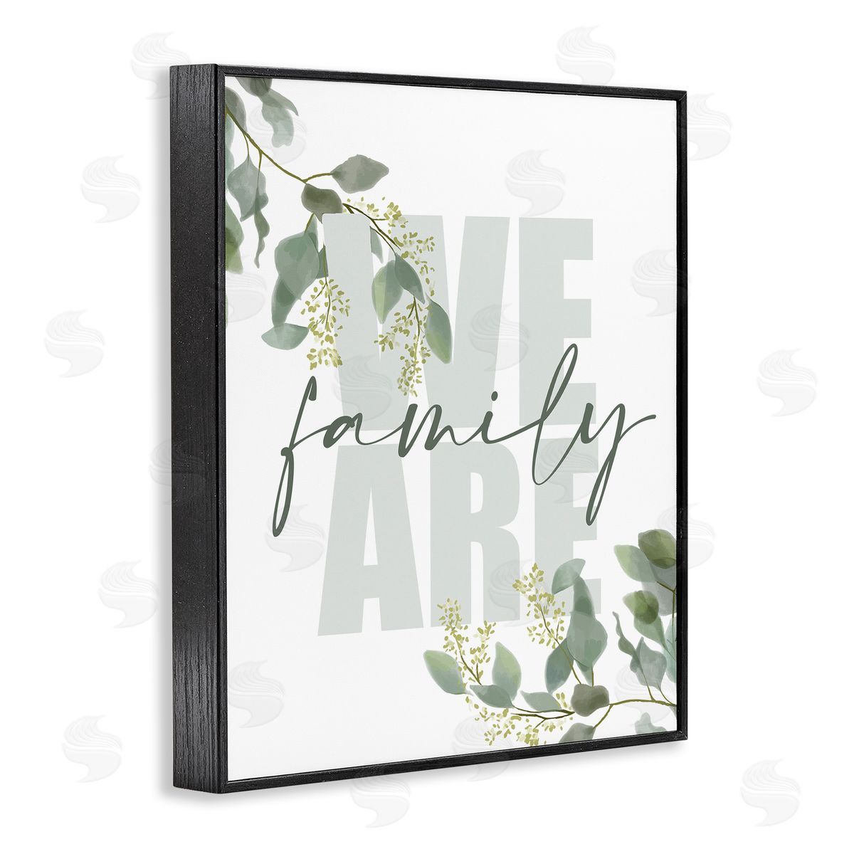 Kim Allen We Are Family Peaceful Green Florals Black Framed Giclee Wall Art