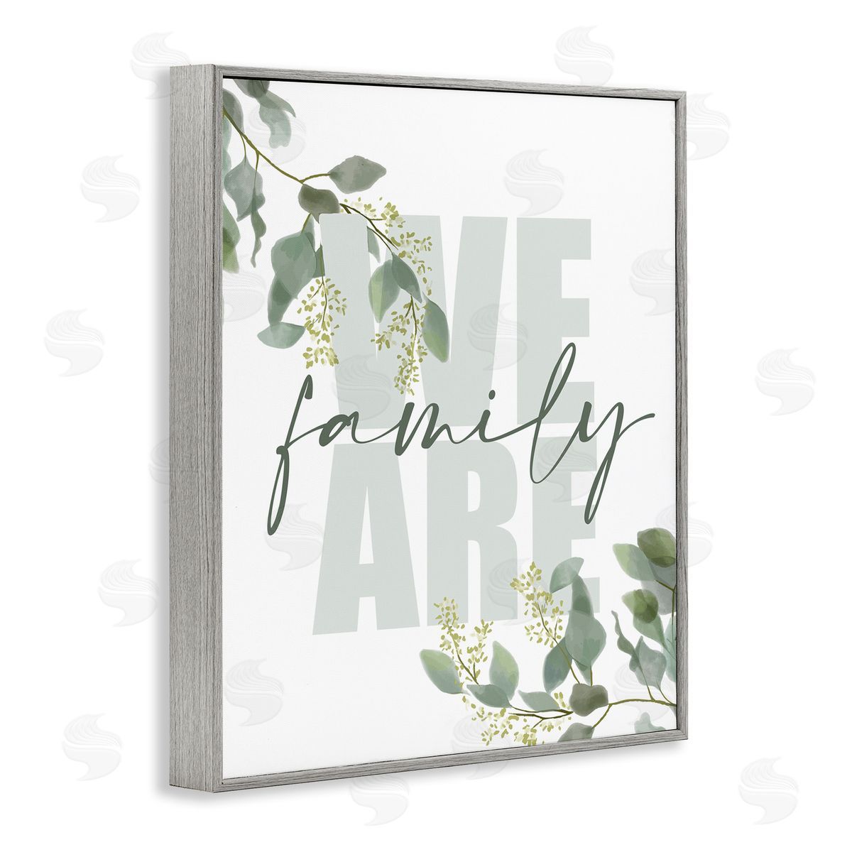 Kim Allen We Are Family Peaceful Green Florals Gray Framed Giclee Wall Art