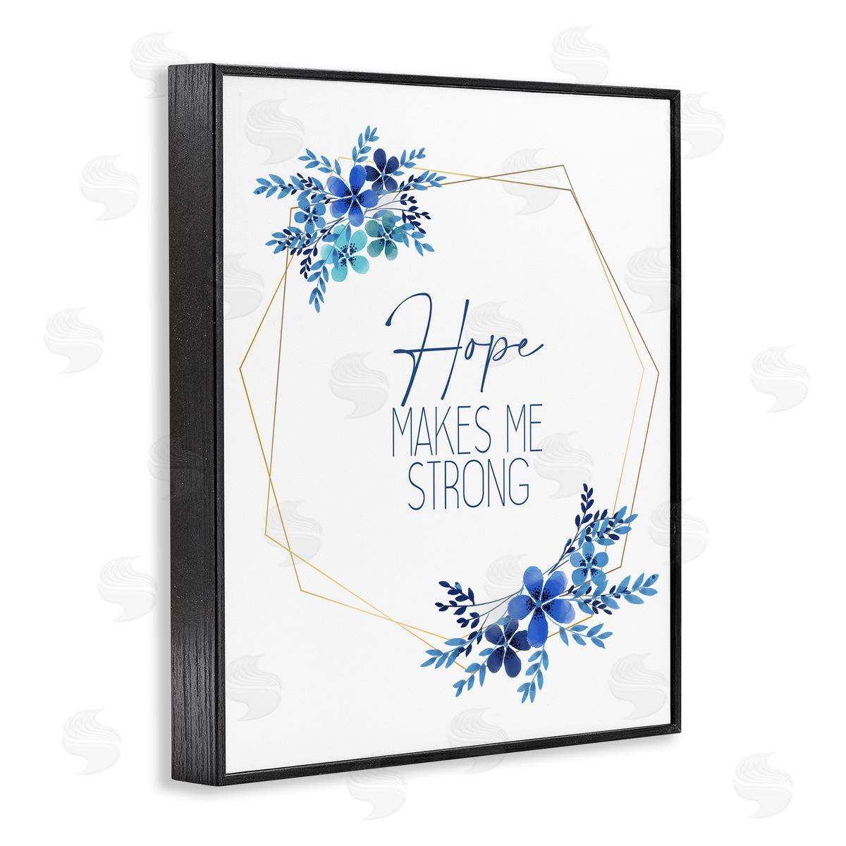 Kim Allen Hope Makes Me Strong Blue Florals Black Framed Giclee Wall Art