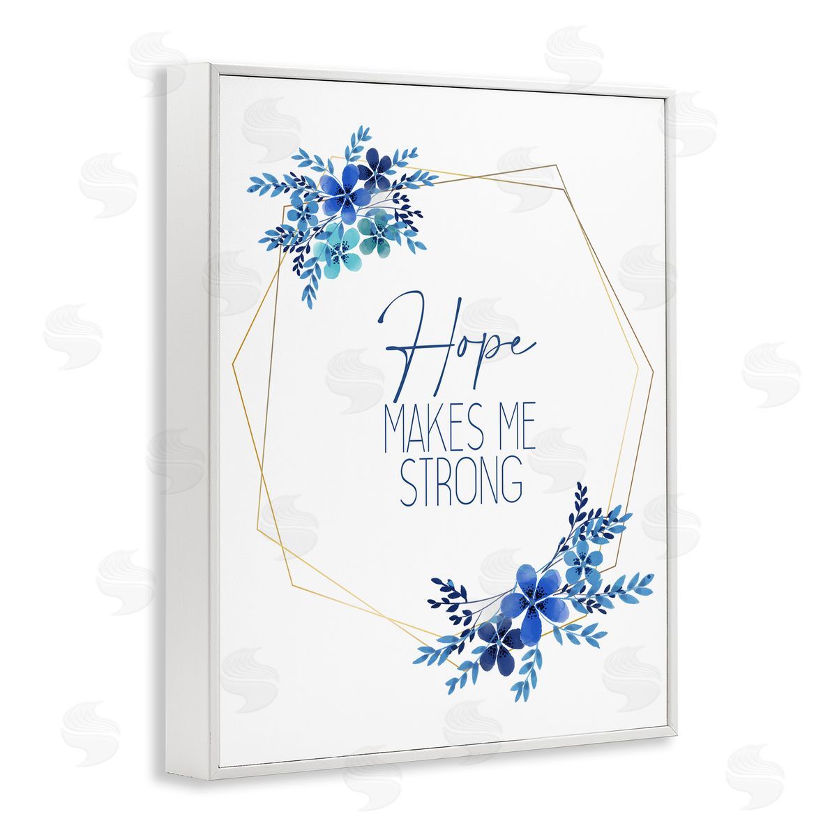 Kim Allen Hope Makes Me Strong Blue Florals White Framed Giclee Wall Art