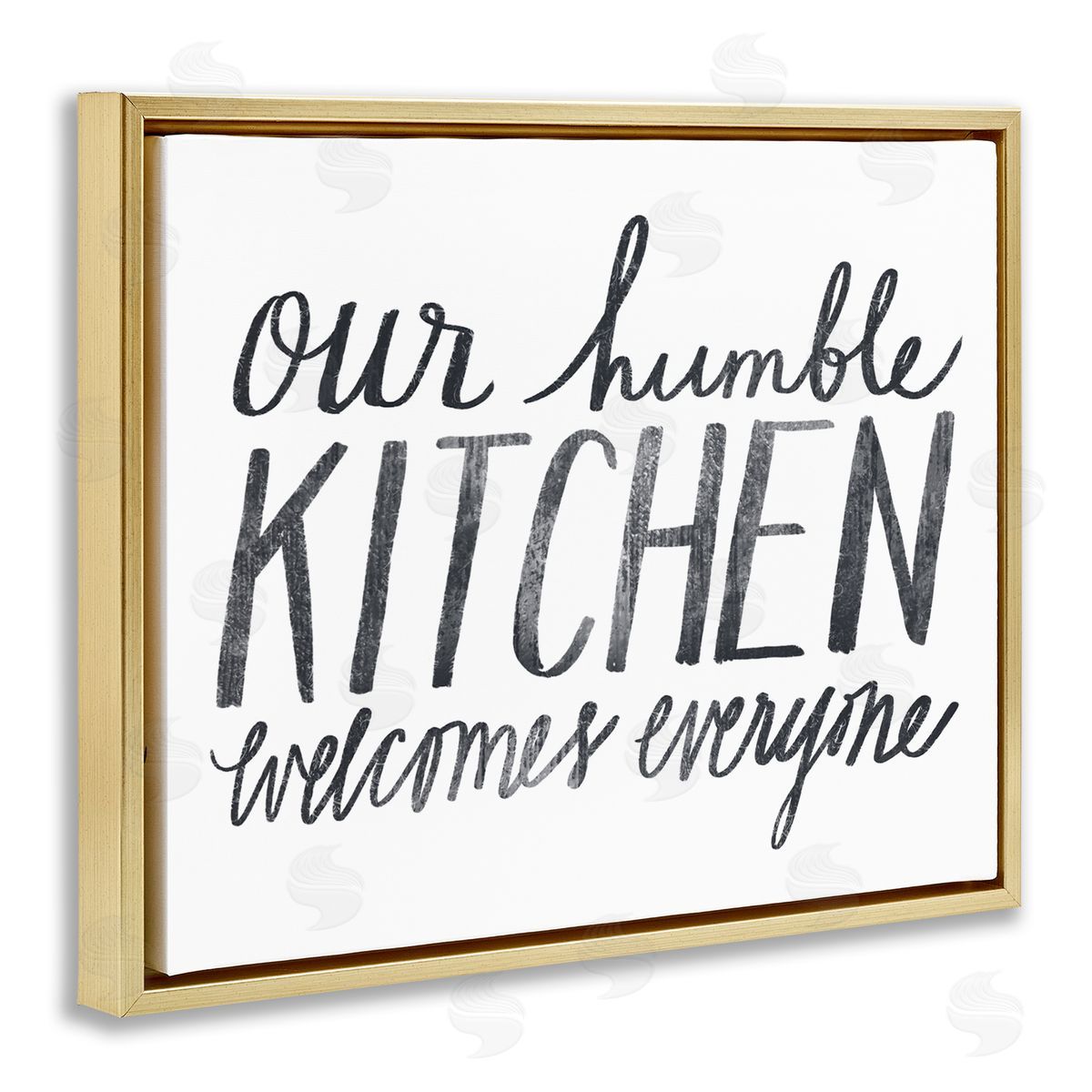 Katie Doucette Our Humble Kitchen Distressed Text Gold Floater Frame Canvas Art
