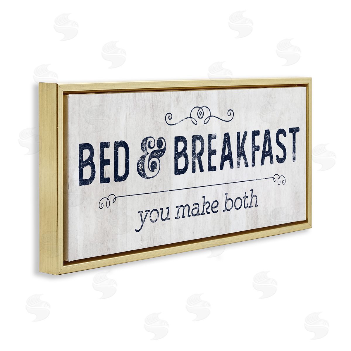 Lady Louise Designs Self-Serve Bed and Breakfast Sign Gold Floater Frame Canvas Art
