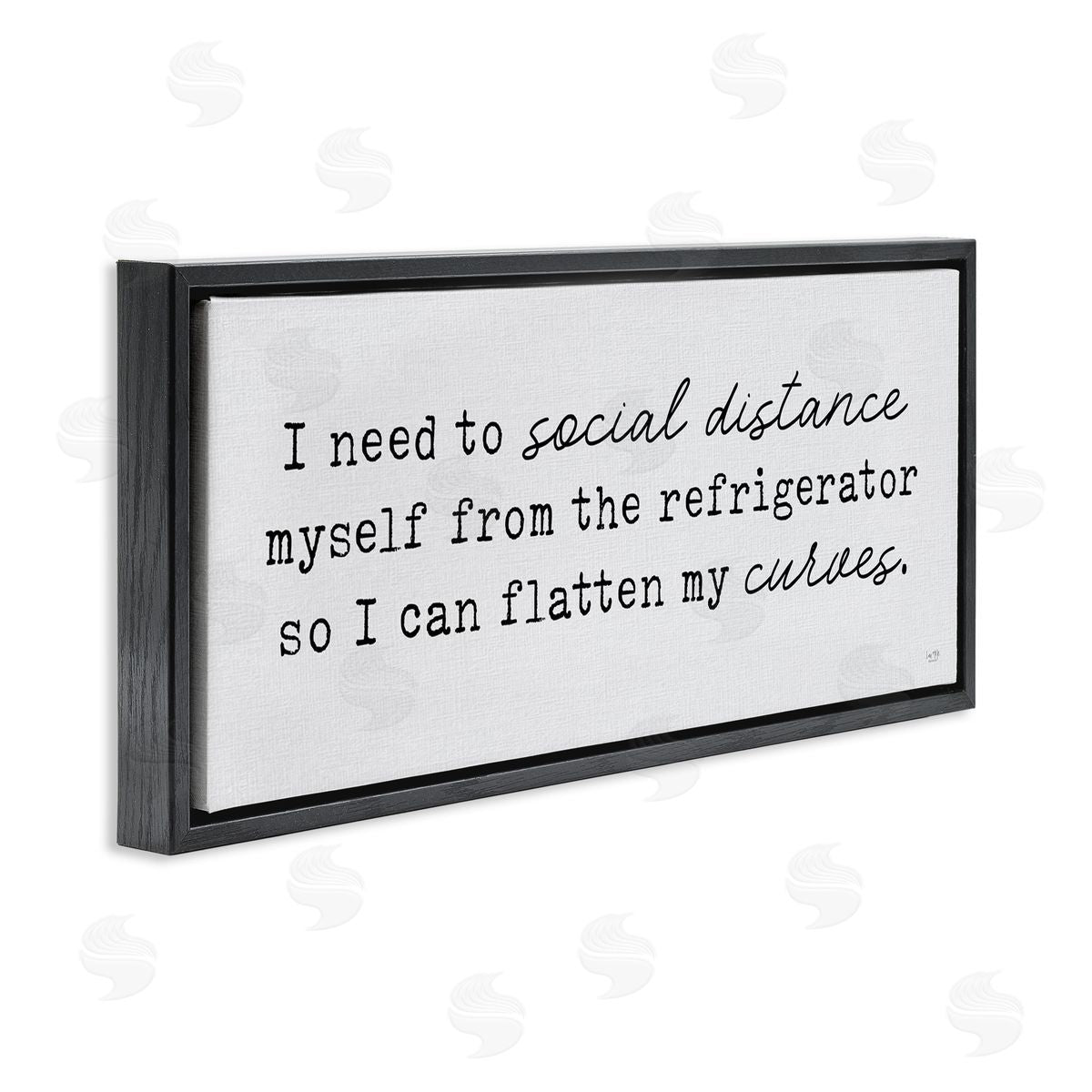 Lux + Me Designs Social Distance from Refrigerator Kitchen Humor Black Floater Frame Canvas Art