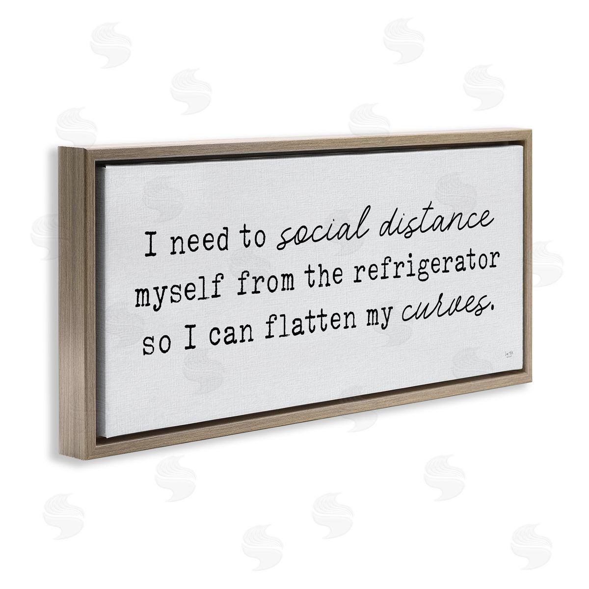 Lux + Me Designs Social Distance from Refrigerator Kitchen Humor Brown Floater Frame Canvas Art
