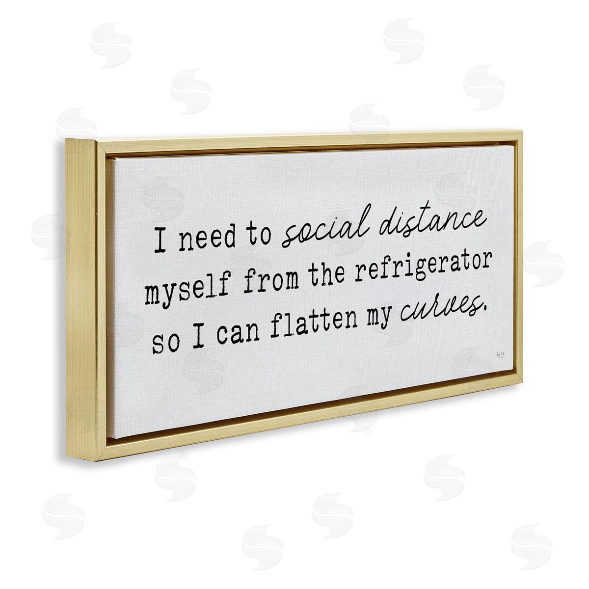 Lux + Me Designs Social Distance from Refrigerator Kitchen Humor Gold Floater Frame Canvas Art