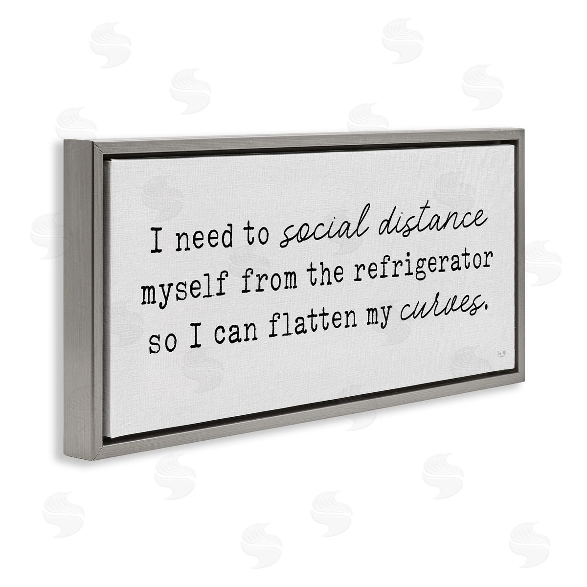Lux + Me Designs Social Distance from Refrigerator Kitchen Humor Gray Floater Frame Canvas Art