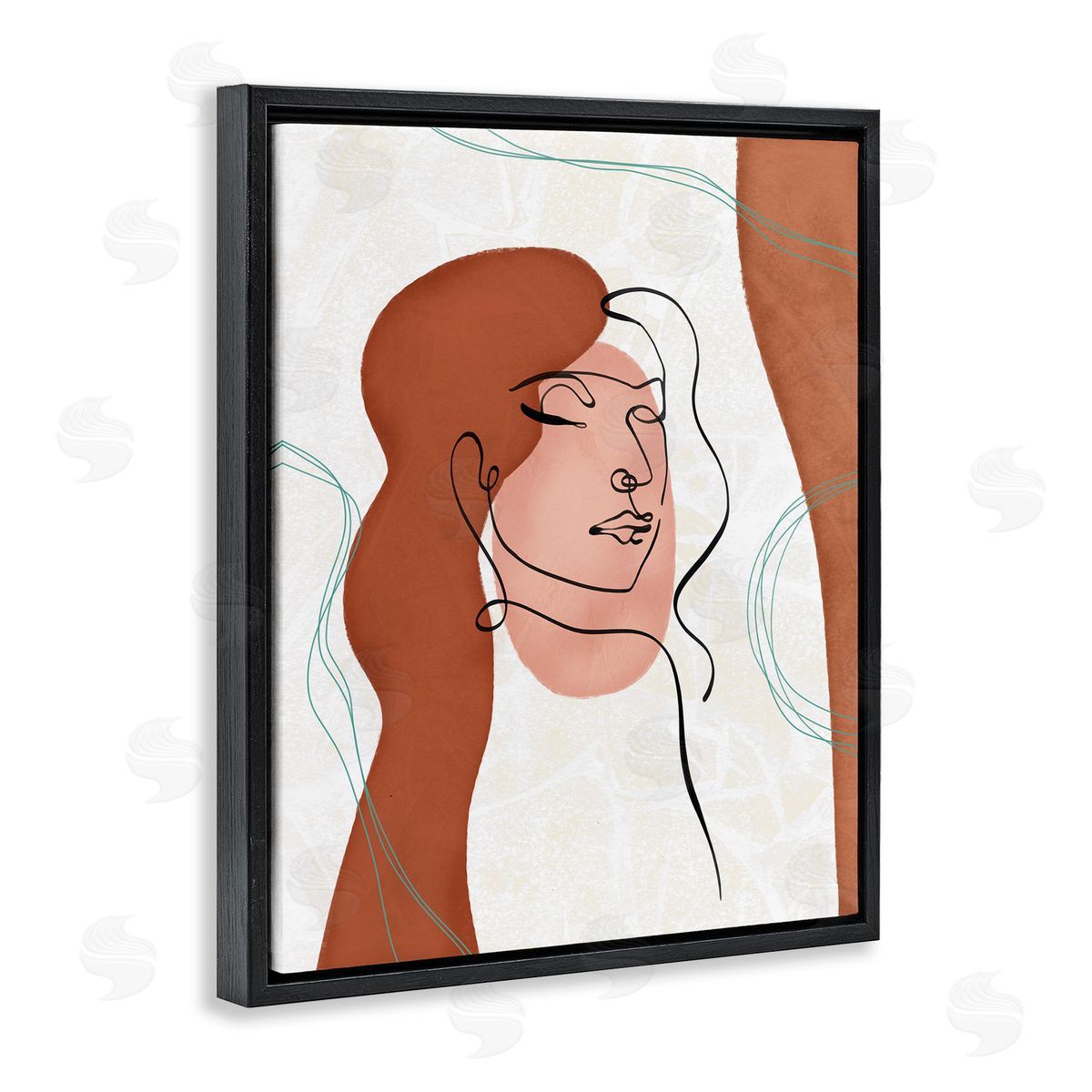 Ziwei Li Organic Female Portrait Abstract Linework Black Floater Frame Canvas Art