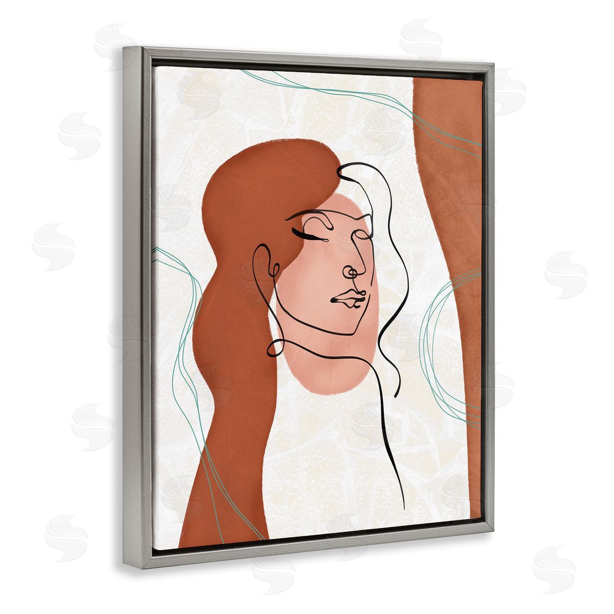 Ziwei Li Organic Female Portrait Abstract Linework Gray Floater Frame Canvas Art