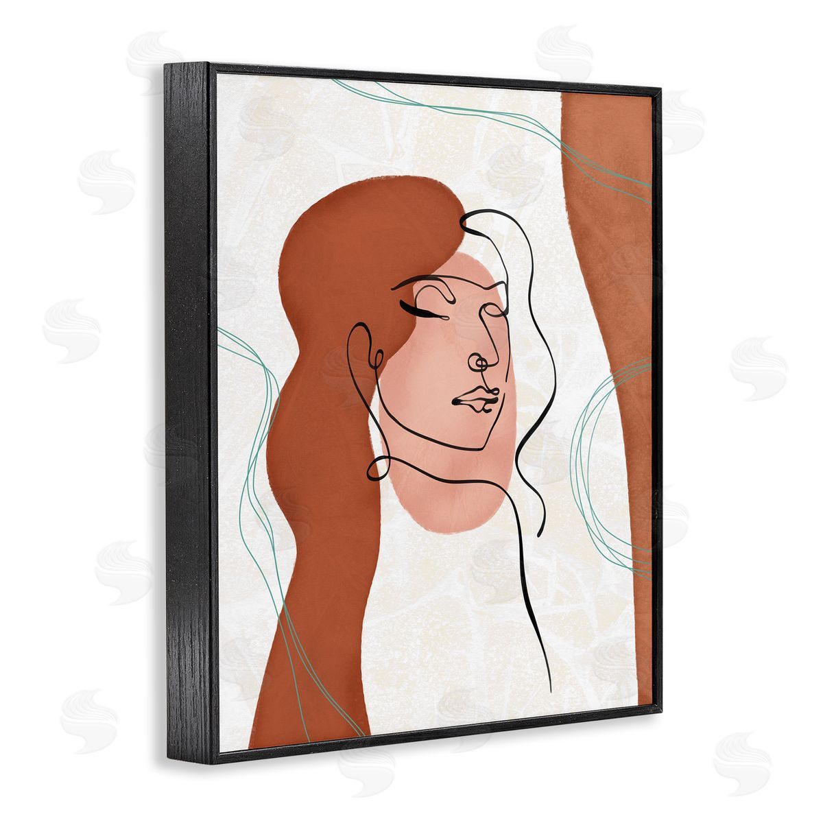 Ziwei Li Organic Female Portrait Abstract Linework Black Framed Giclee Wall Art