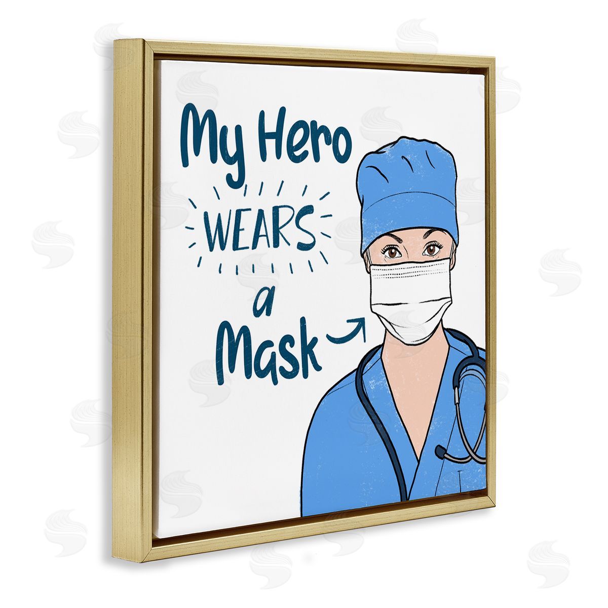 Marcus Prime My Hero Wears Mask Healthcare Appreciation Gold Floater Frame Canvas Art