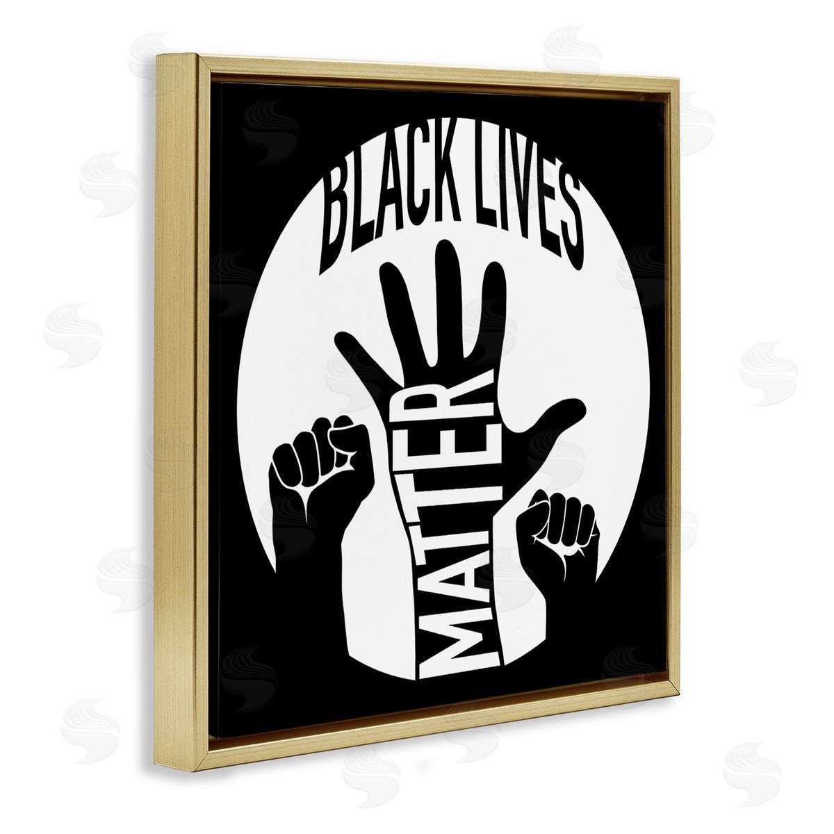 Marcus Prime Black Lives Matter United Raised Hands  Gold Floater Frame Canvas Art