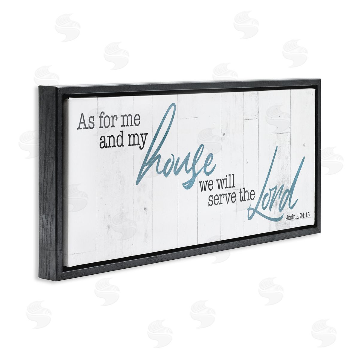 Milli Villa Our House Serves the Lord Rustic  Black Floater Frame Canvas Art