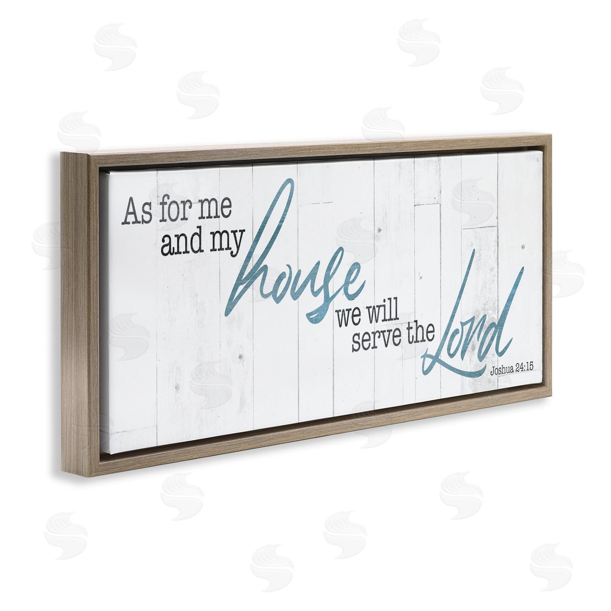 Milli Villa Our House Serves the Lord Rustic  Brown Floater Frame Canvas Art