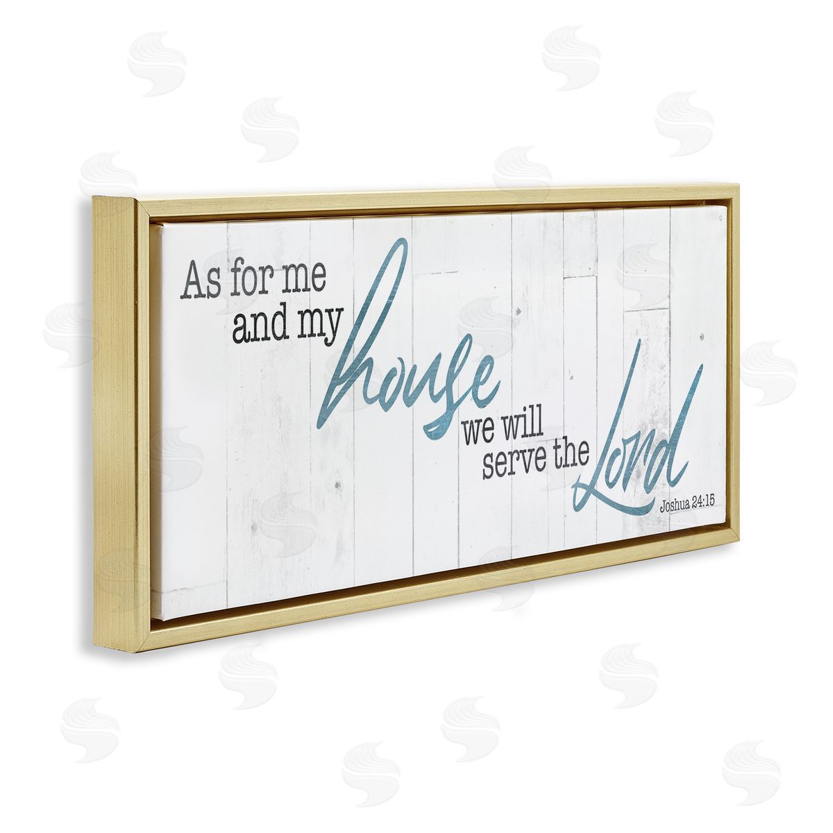 Milli Villa Our House Serves the Lord Rustic  Gold Floater Frame Canvas Art