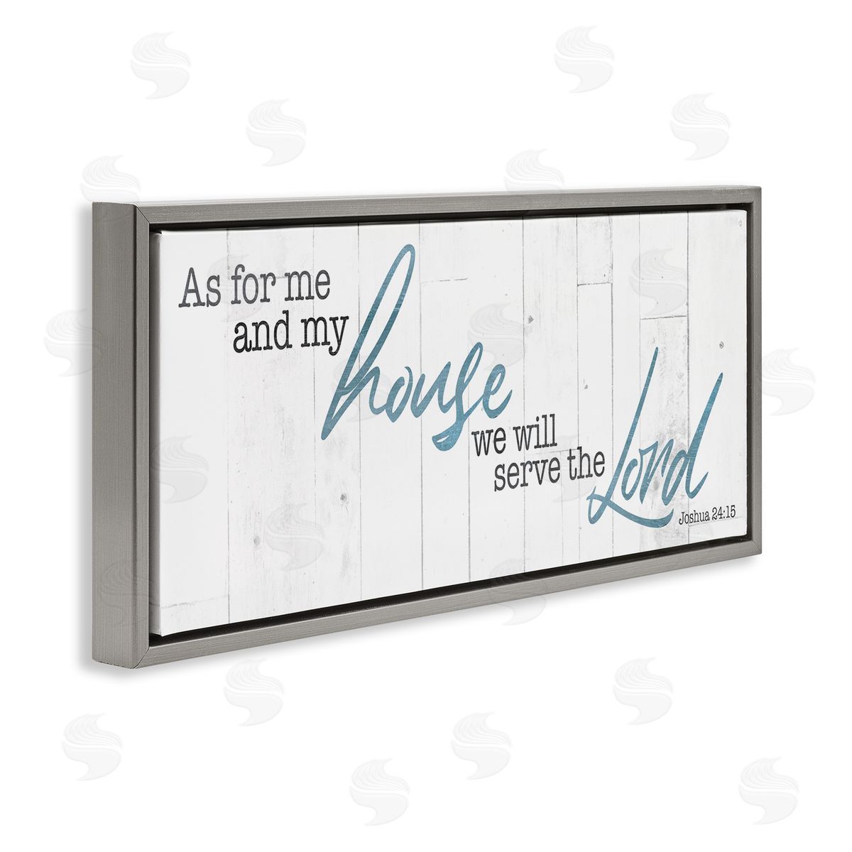 Milli Villa Our House Serves the Lord Rustic  Gray Floater Frame Canvas Art