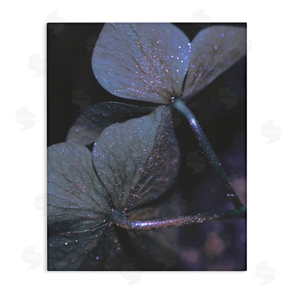 Stupell Studio Dark Tone Glittered Clover Petals  Canvas Wall Art