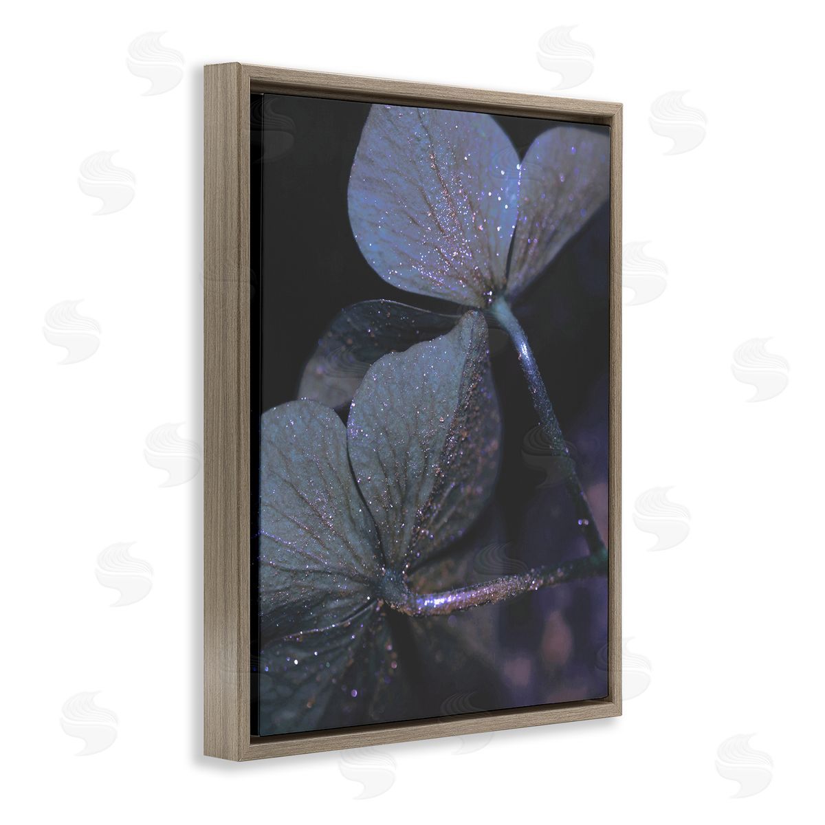 Stupell Studio Dark Tone Glittered Clover Petals  Brown Floater Frame Canvas Art