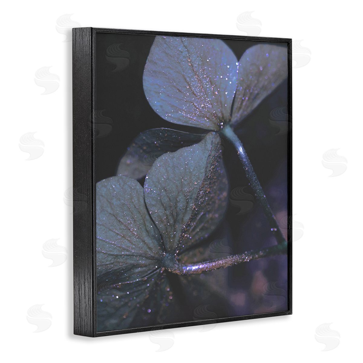 Stupell Studio Dark Tone Glittered Clover Petals  Black Framed Giclee Wall Art