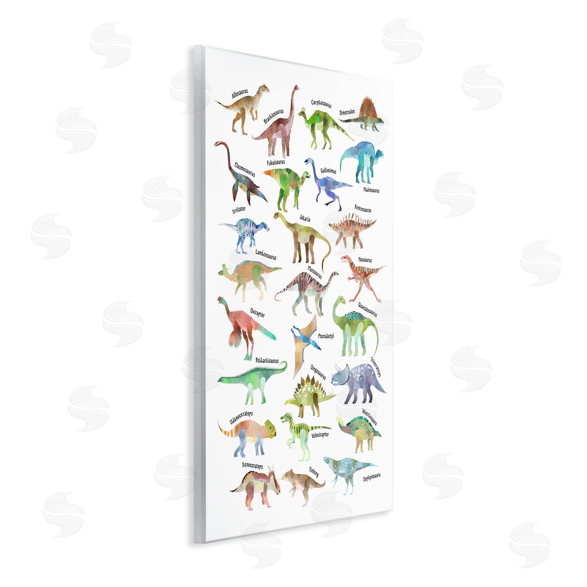 Ziwei Li Soft Watercolor Dinosaur Chart Wall Plaque Art