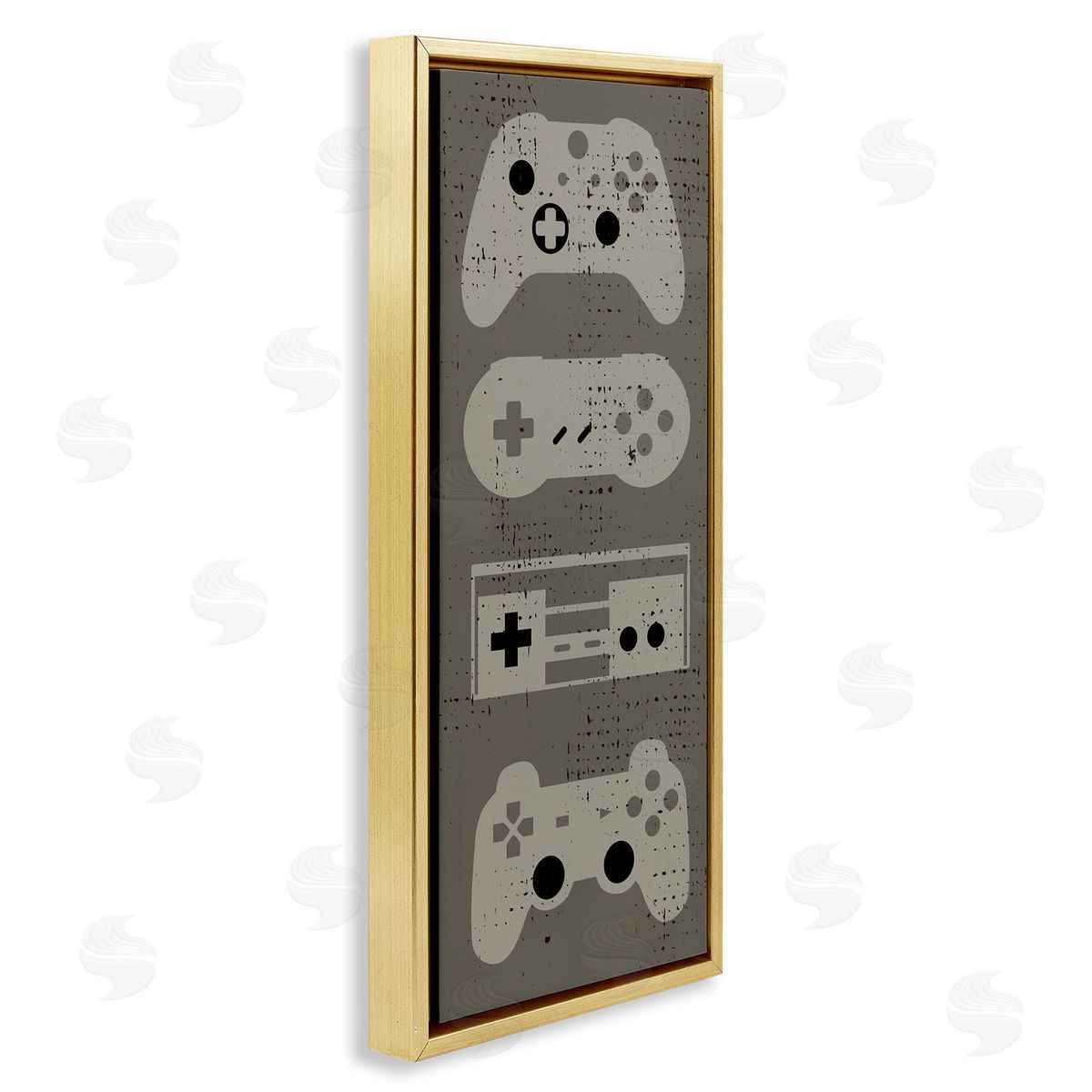 Stupell Studio Common Game Controllers Vintage Gold Floater Frame Canvas Art