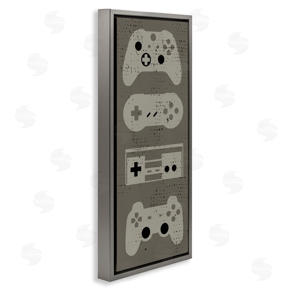 Stupell Studio Common Game Controllers Vintage Gray Floater Frame Canvas Art