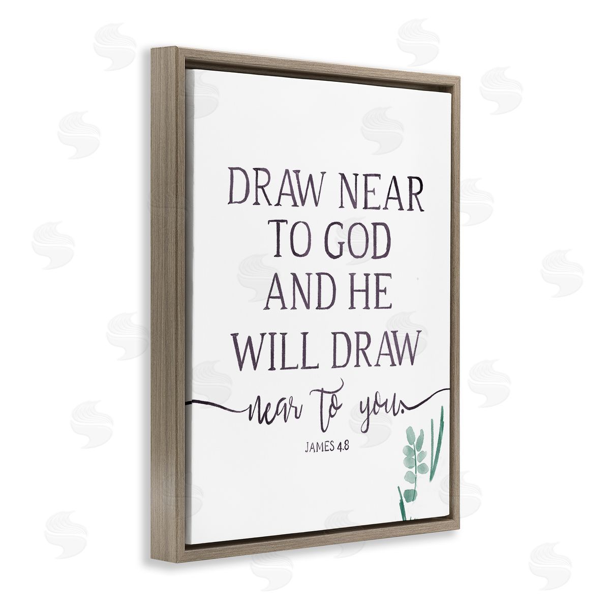 OnRei He Will Draw Near Green Sprout Brown Floater Frame Canvas Art