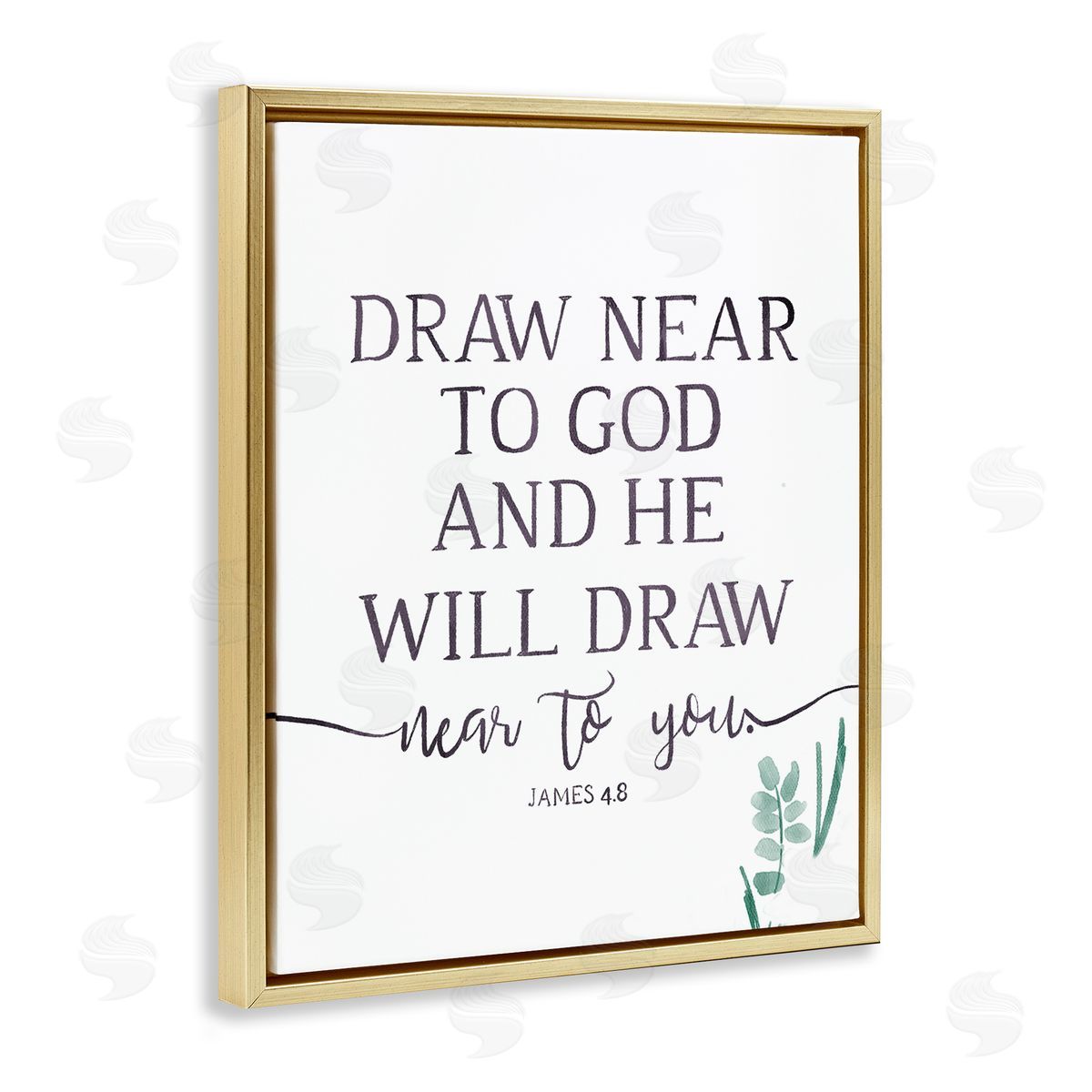OnRei He Will Draw Near Green Sprout Gold Floater Frame Canvas Art