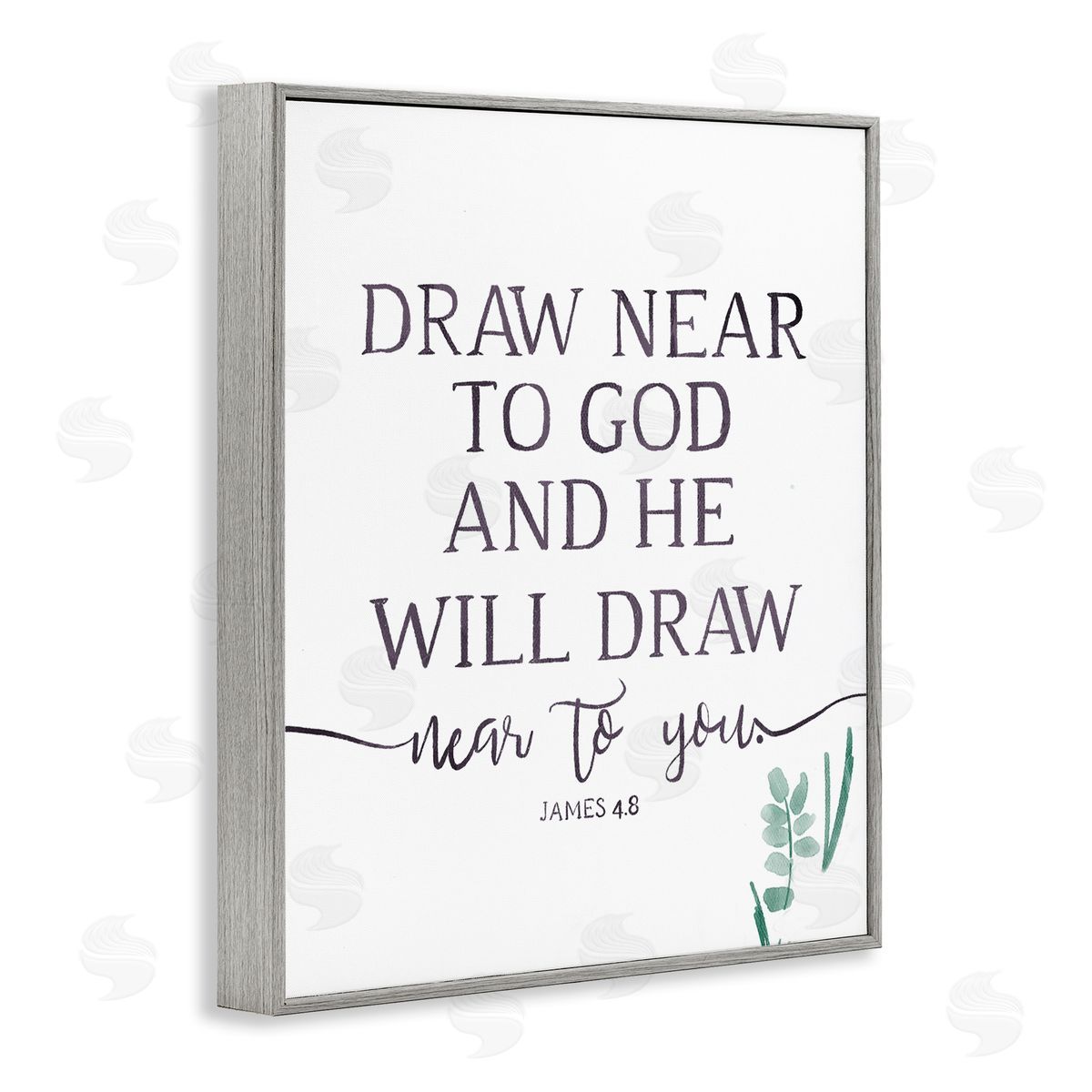 OnRei He Will Draw Near Green Sprout Gray Framed Giclee Wall Art
