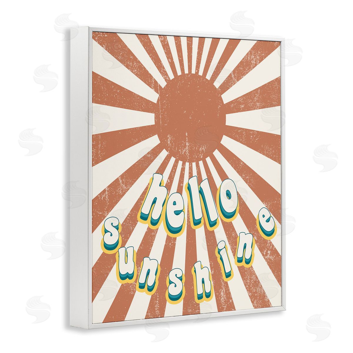 Stupell Studio Playful Hello Sunshine Sun Burst White Framed Giclee Wall Art