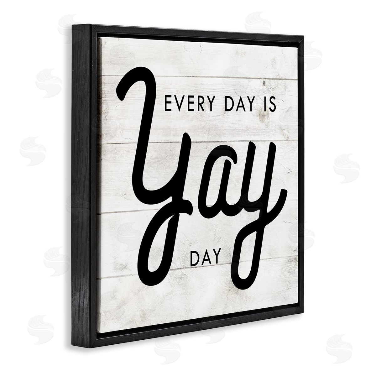 Stupell Studio Everyday Yay Day Rustic Black Floater Frame Canvas Art