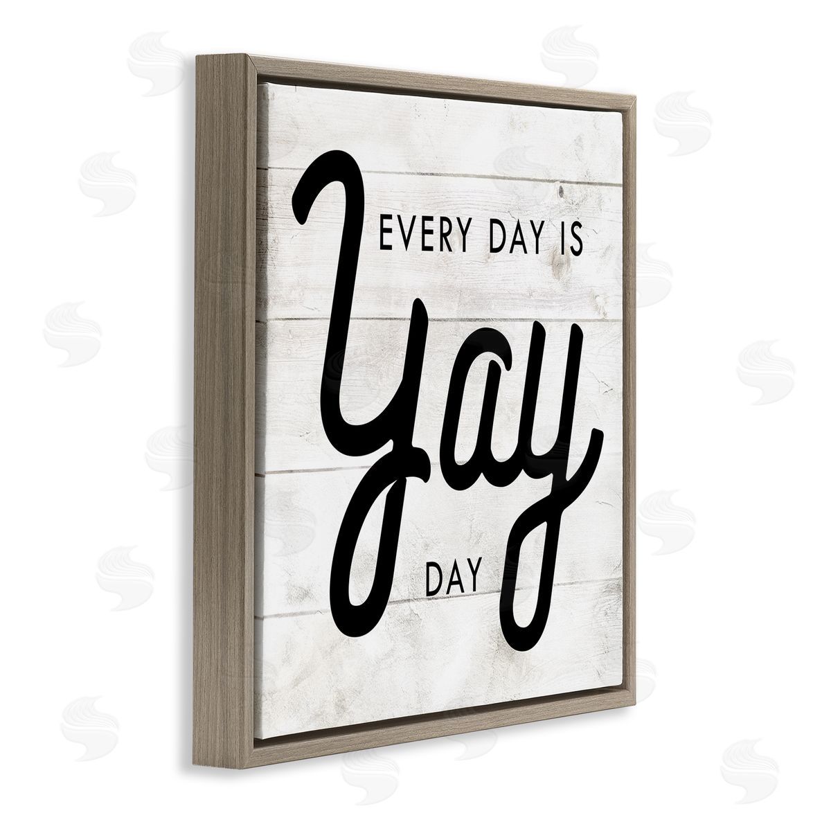 Stupell Studio Everyday Yay Day Rustic Brown Floater Frame Canvas Art