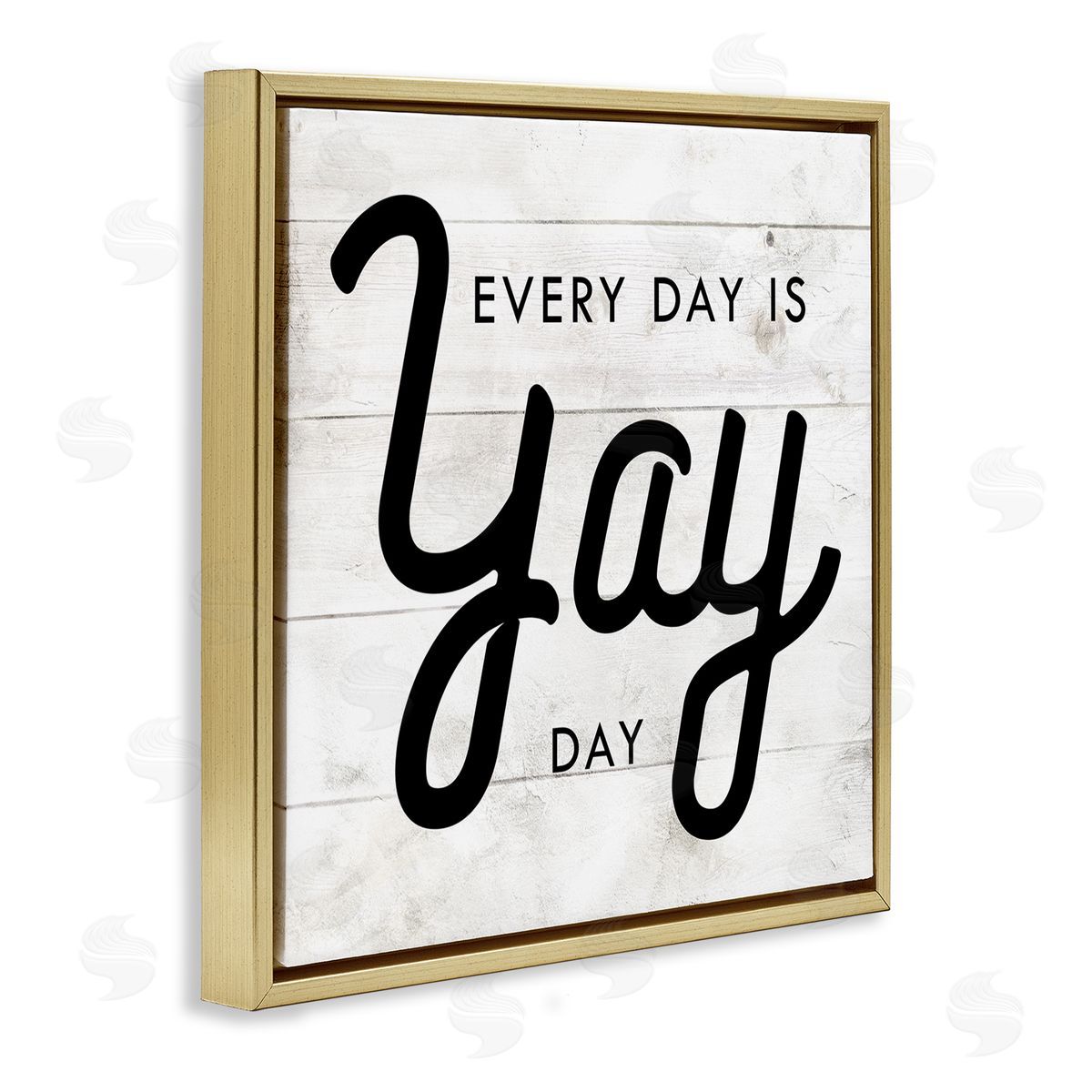 Stupell Studio Everyday Yay Day Rustic Gold Floater Frame Canvas Art
