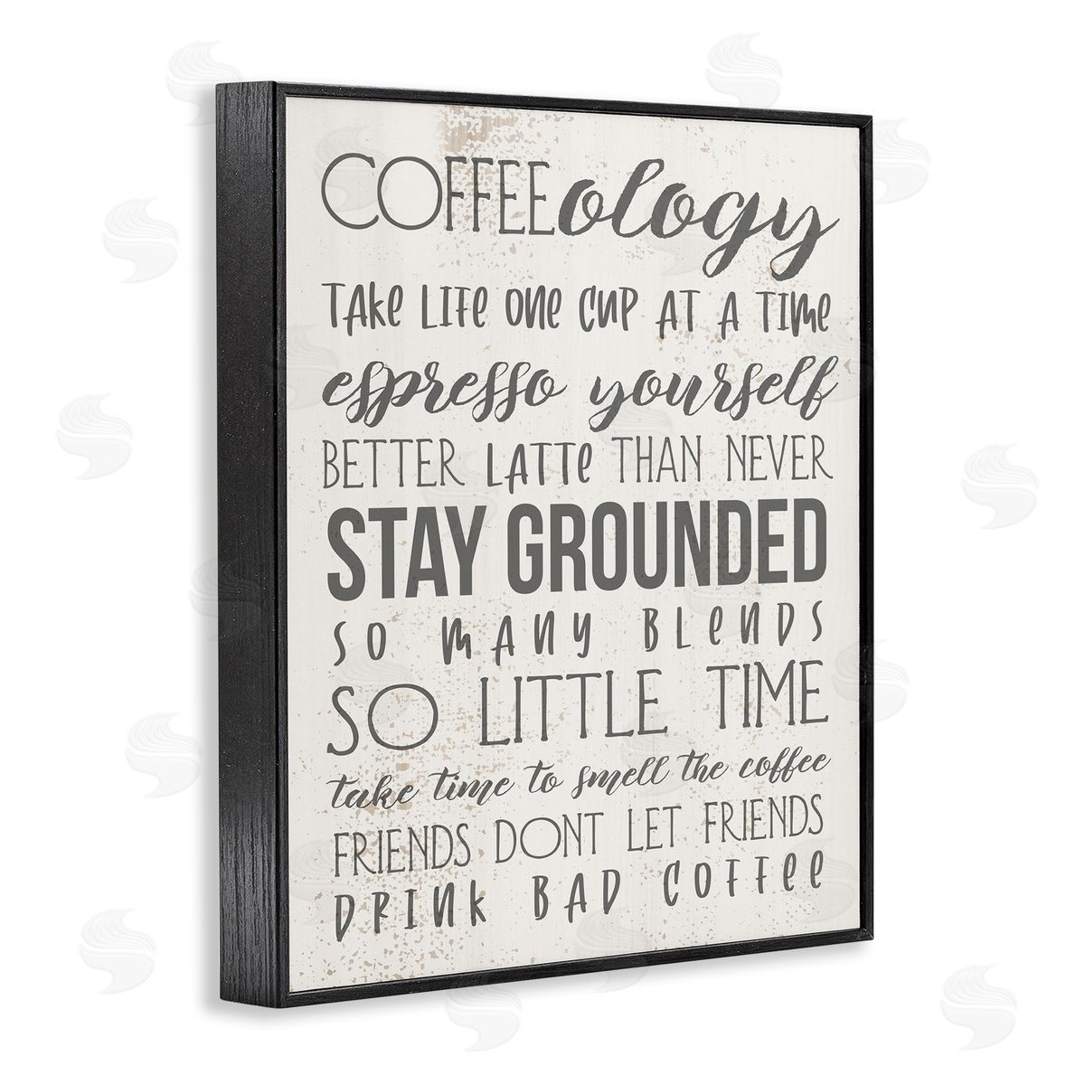 Stupell Studio Coffee-Ology Motivational Puns Kitchen Humor Black Framed Giclee Wall Art