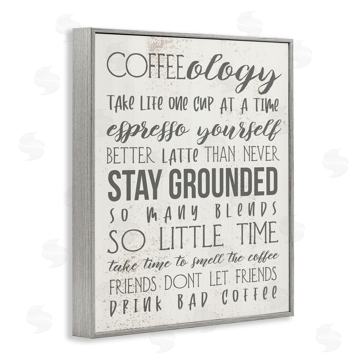 Stupell Studio Coffee-Ology Motivational Puns Kitchen Humor Gray Framed Giclee Wall Art
