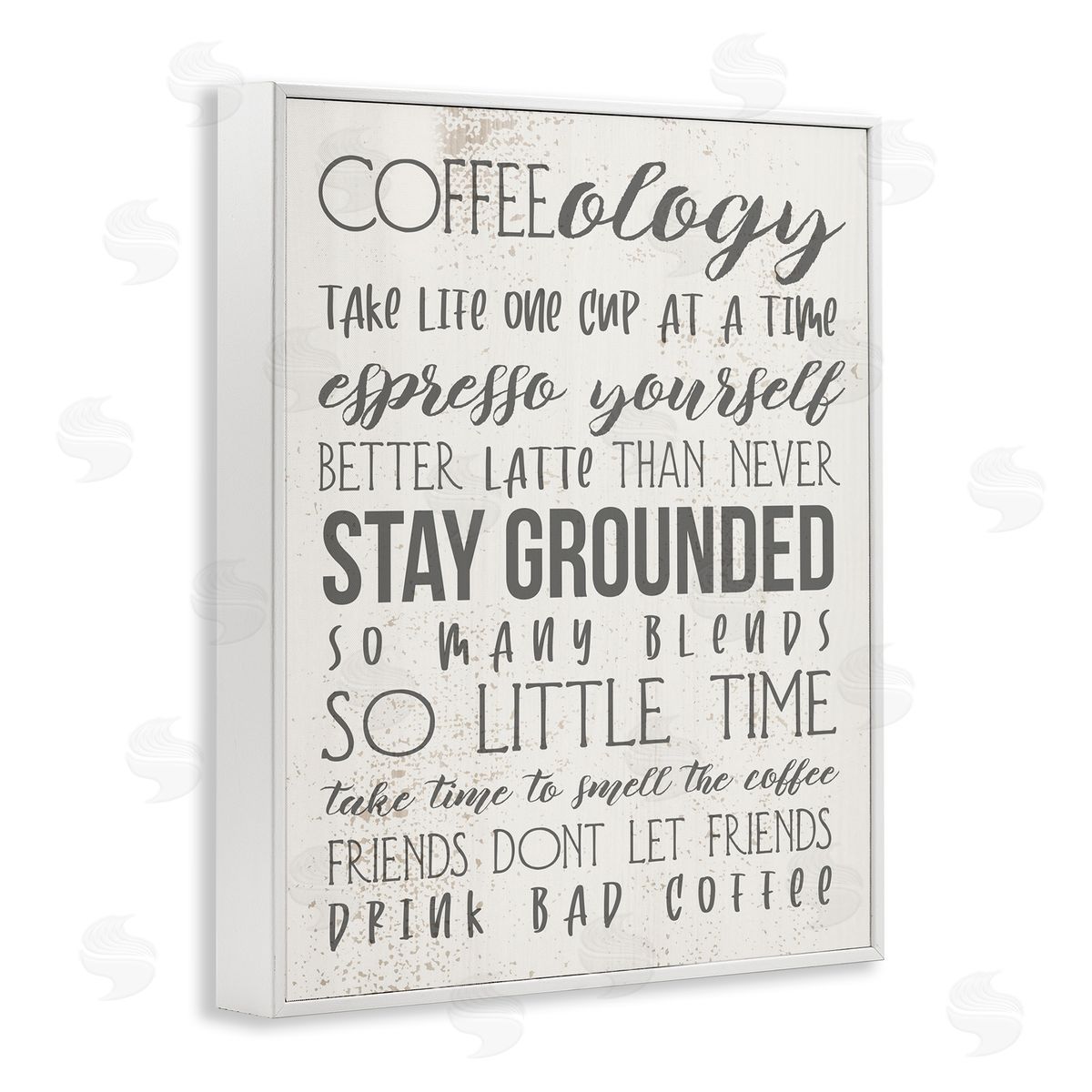 Stupell Studio Coffee-Ology Motivational Puns Kitchen Humor White Framed Giclee Wall Art