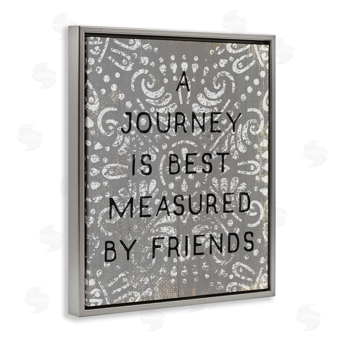 Stupell Studio Best Measured by Friends Distressed Boho Gray Floater Frame Canvas Art