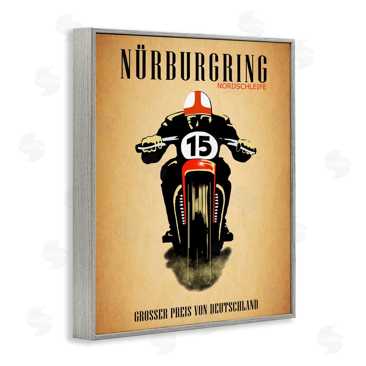 Mark Rogan Vintage German Motorcycle Advertisement Gray Framed Giclee Wall Art
